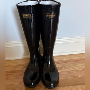 Pendleton Glossy Black Rain Boots size 9 New in Box